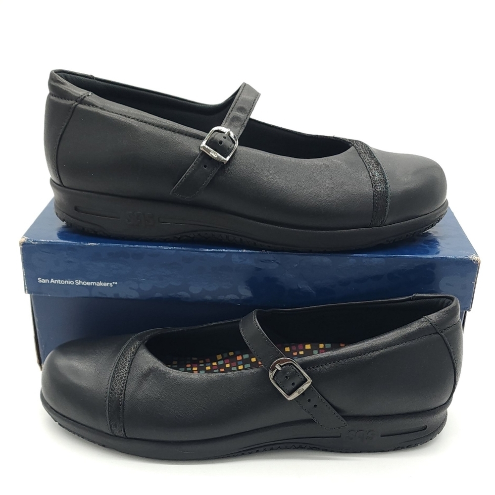 SAS Clare Non Slip Mary Jane Loafer Black Web Women's Size 11.5 N